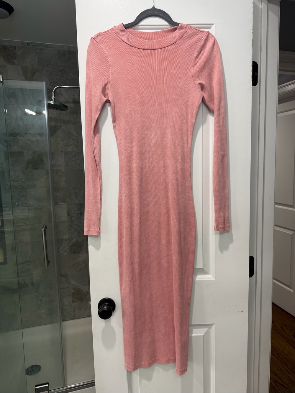 Women's Long Sleeve Dusty Pink Midi Dress